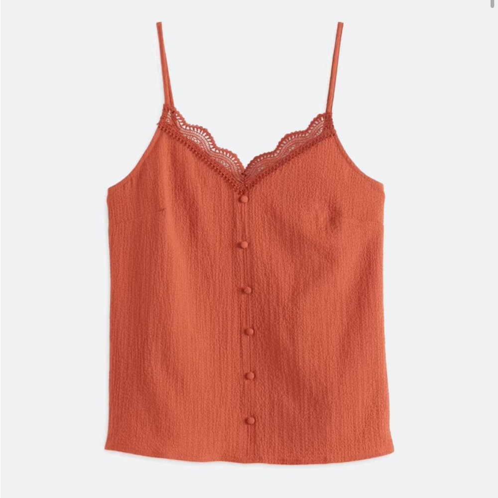 Vibrant Orange Buttoned Sleeveless Camisole